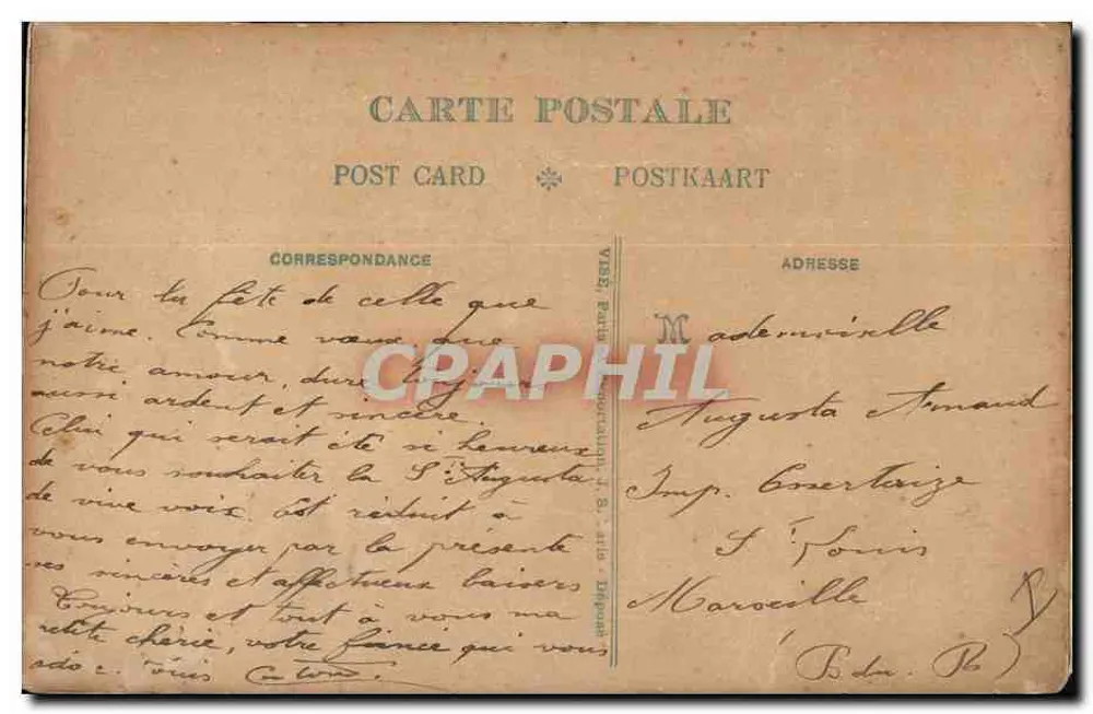 Fiori ricamati — Cartolina d'epoca — Imp. Coerteszijz, Maroilles - Verso