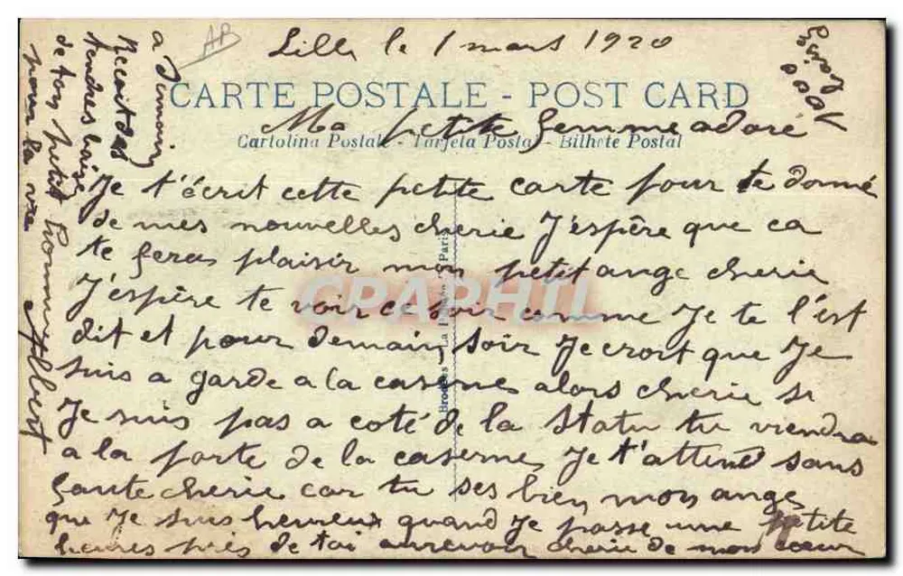 Flores bordadas — À minha querida mãe — Cartolina Postale - Verso