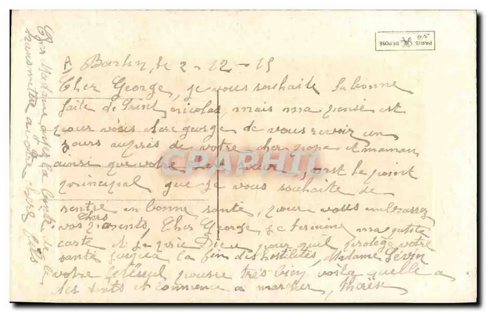 Flores e caligrafia bordada — 'Amizades' — Paris, editor desconhecido - Verso