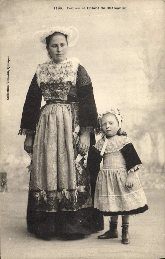Frau und Kind aus Châteaulin — Sammlung Villard, Quimper — n° 1199 - Vorderseite