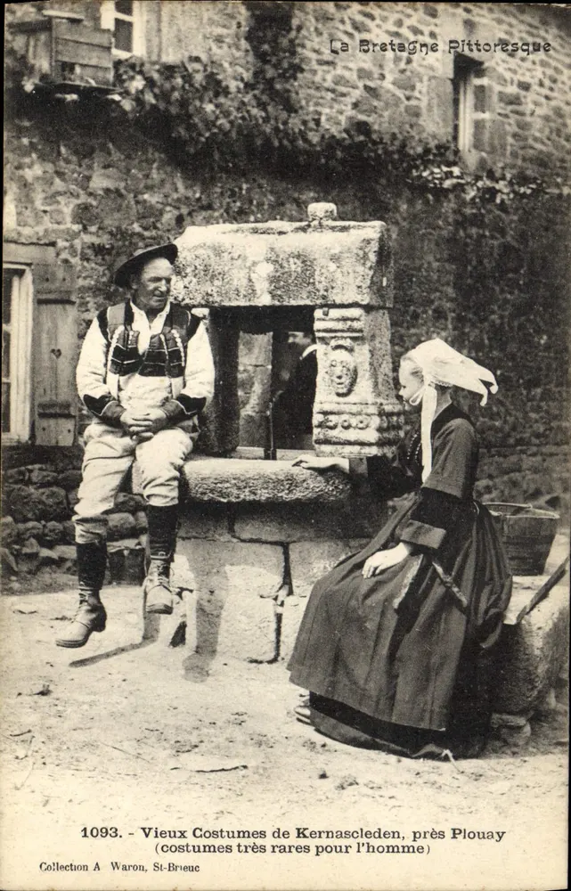 Kernas-cleden, nahe Plouay — Selten traditionelle Männerkleidung — Sammlung A. Waron, St-Brieuc - Vorderseite