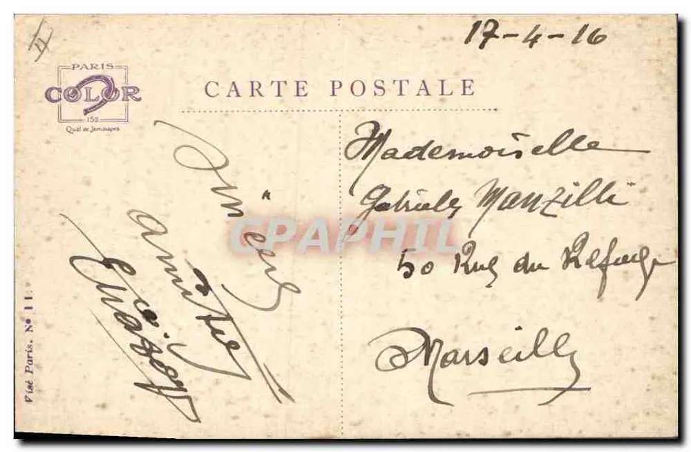 Porträt eines letzten Schusses von Passchendaele — Nov. 1914 — Verleger Paris Color - Rückseite