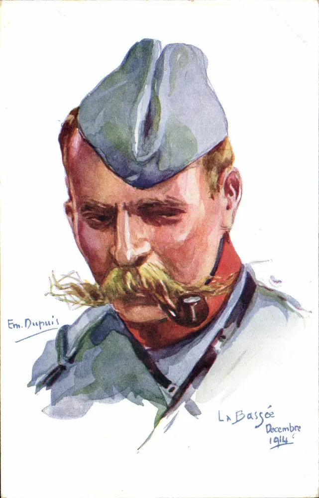Französischer Soldat — Portrait von Em. Dupuis — La Bassée, Dezember 1914 - Vorderseite