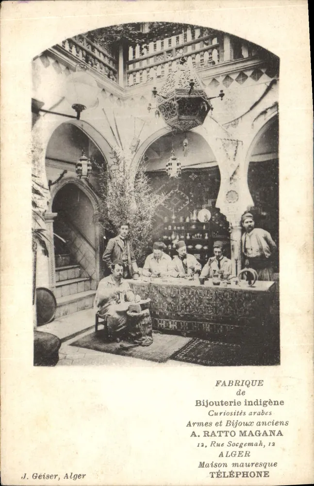 Eigentümliche Schmuckstücke — Arabische Kuriositäten und alte Waffen — A. RATTO MAGANA, 12 Rue Socgemah, Alger - Vorderseite