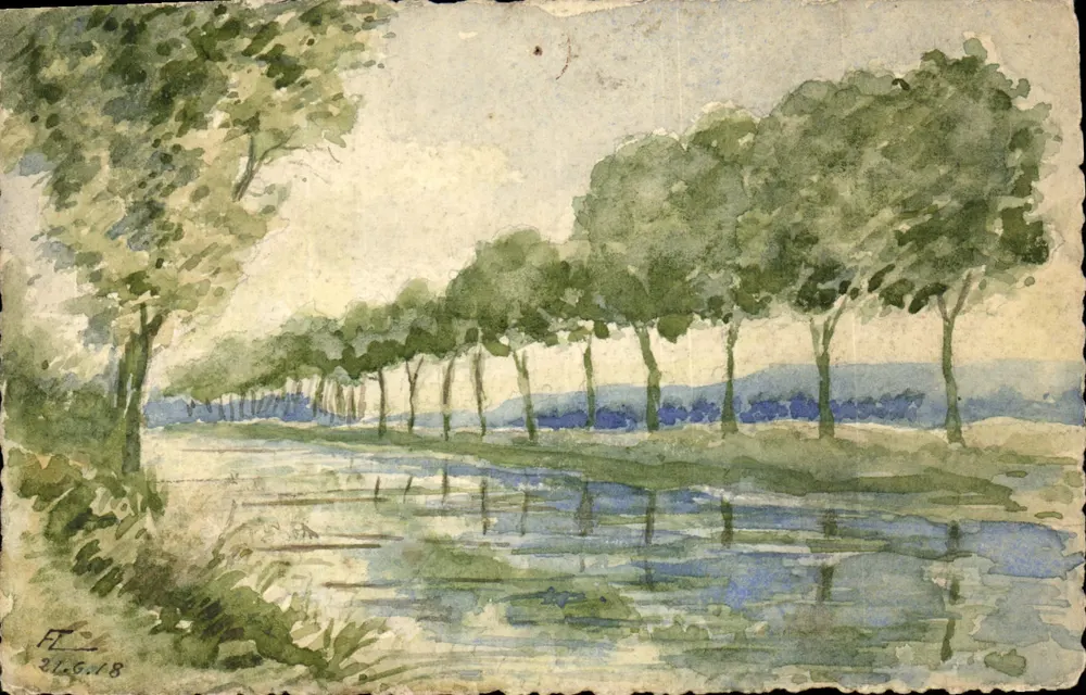 Flusslandschaft — Aquarell — H.T. — 31.6.18 - Vorderseite