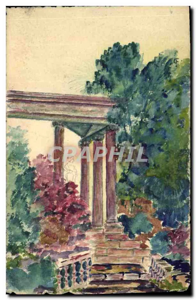 Landschaft mit Säulenreihe — Aquarellmalerei — Verlag unbekannt - Vorderseite