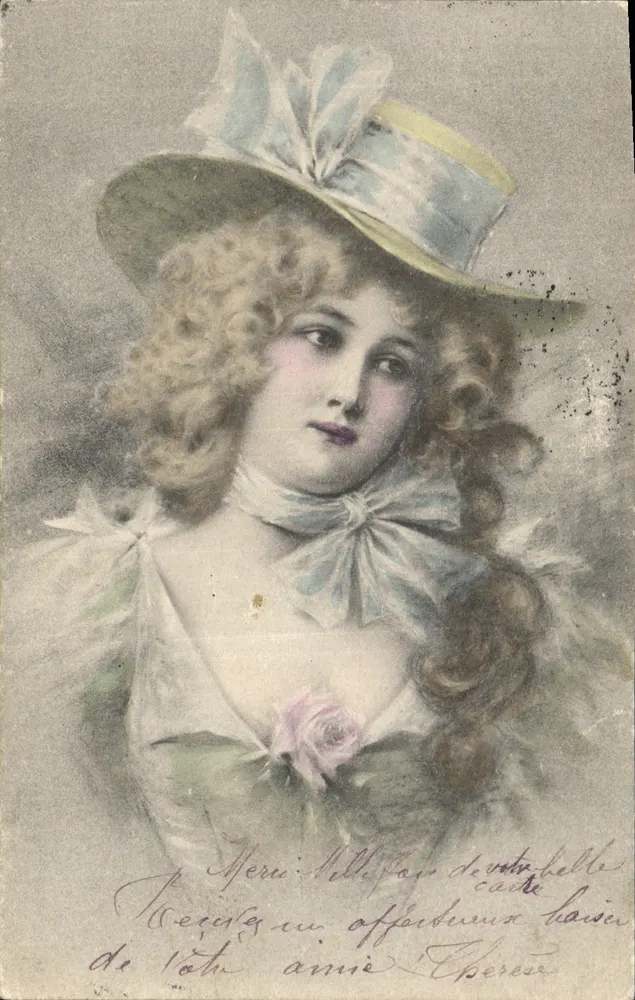 Junge Frau mit Hut aus Feder — Portrait — M. M. Vienne, Verlag - Vorderseite
