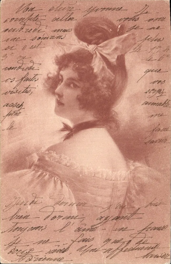 Junge Frau in einem Rüschenkleid — M. M. Vienne, Verleger — n° III - Vorderseite