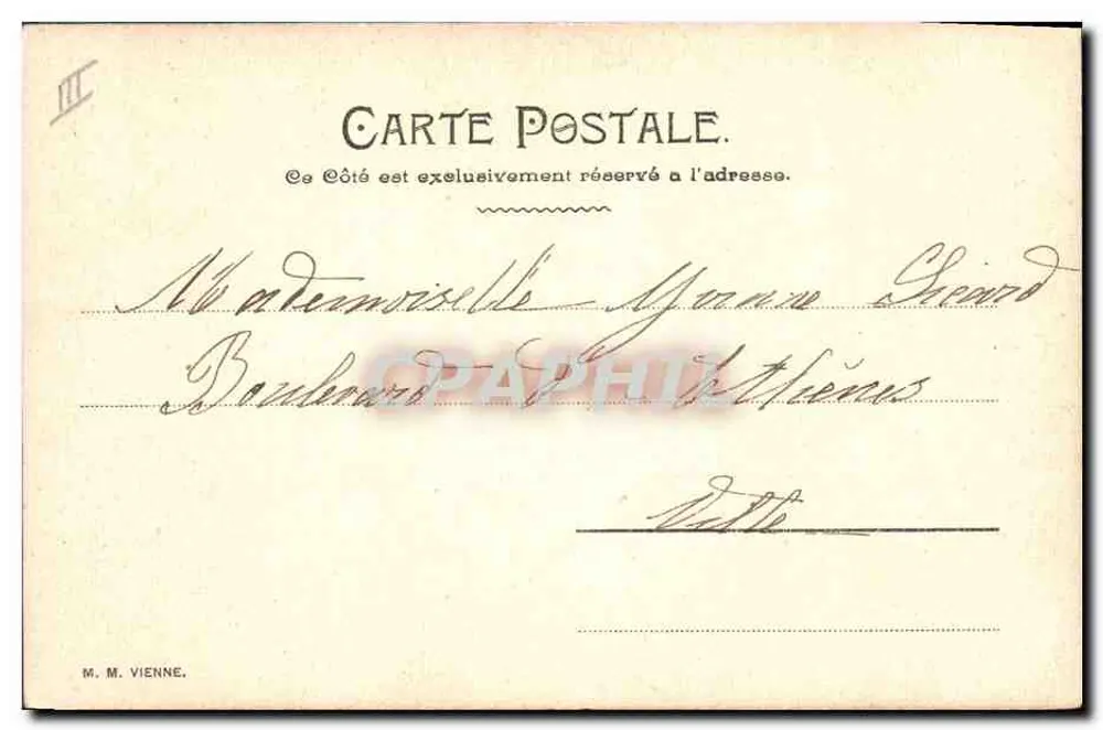 Junge Frau in einem Rüschenkleid — M. M. Vienne, Verleger — n° III - Rückseite
