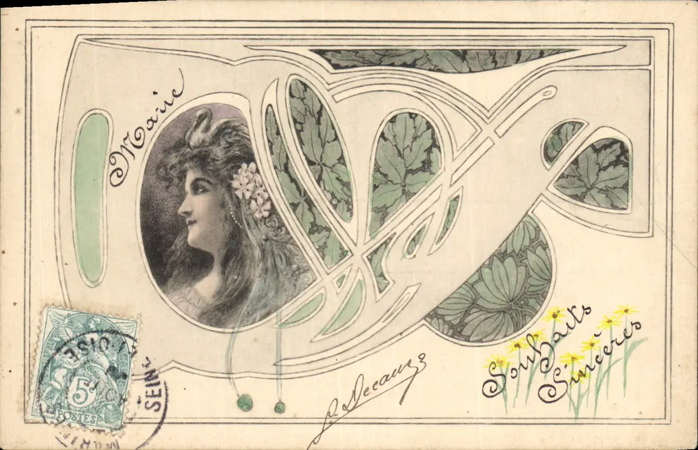 Frau im Profil — Jugendstil — Verlag P. Decaux - Vorderseite