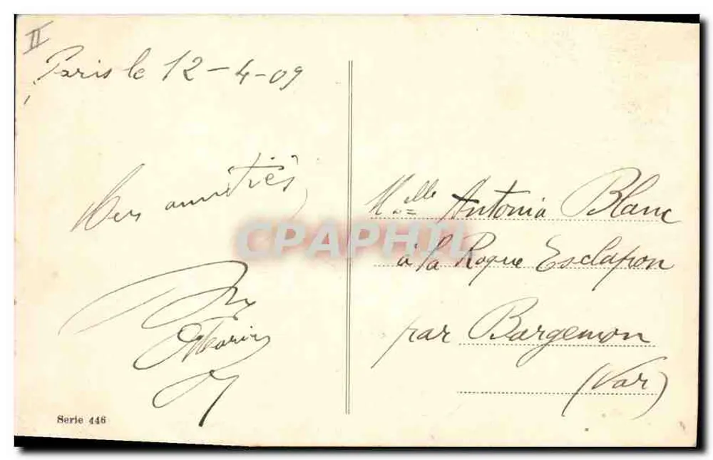 Mädchen mit zwei Lämmern — pastorale Szene — Verlag 'Maurin' n° 446 - Rückseite
