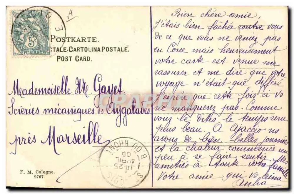 Junge Frau mit Rose — Aufrichtige Freundschaft — F. M. Köln, Nr. 2767 - Rückseite