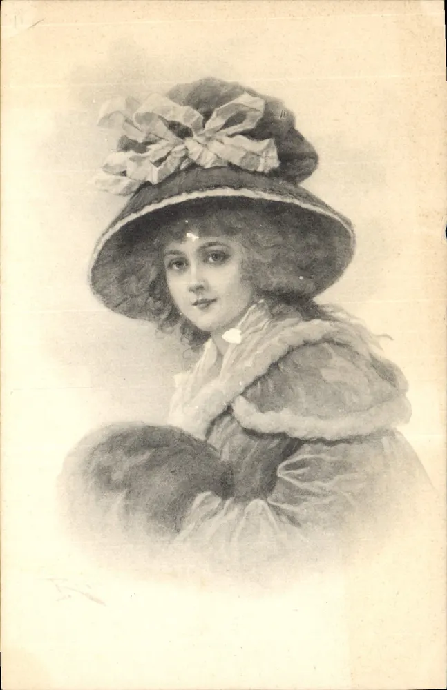 Junge Frau mit Schleierhut — Portrait — Theo Strober, Serie 264 - Vorderseite