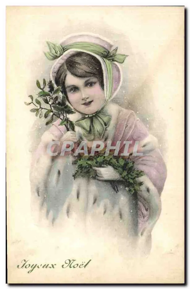Menina segurando um arbusto de hibisco — Feliz Natal — editor não visível - Frente