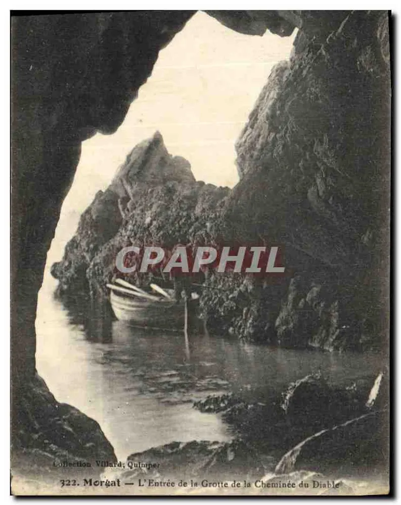 Eingang zur Grotte der Cheminée du Diable — Morgat — Sammlung Villard; Quimper, n°322 - Vorderseite
