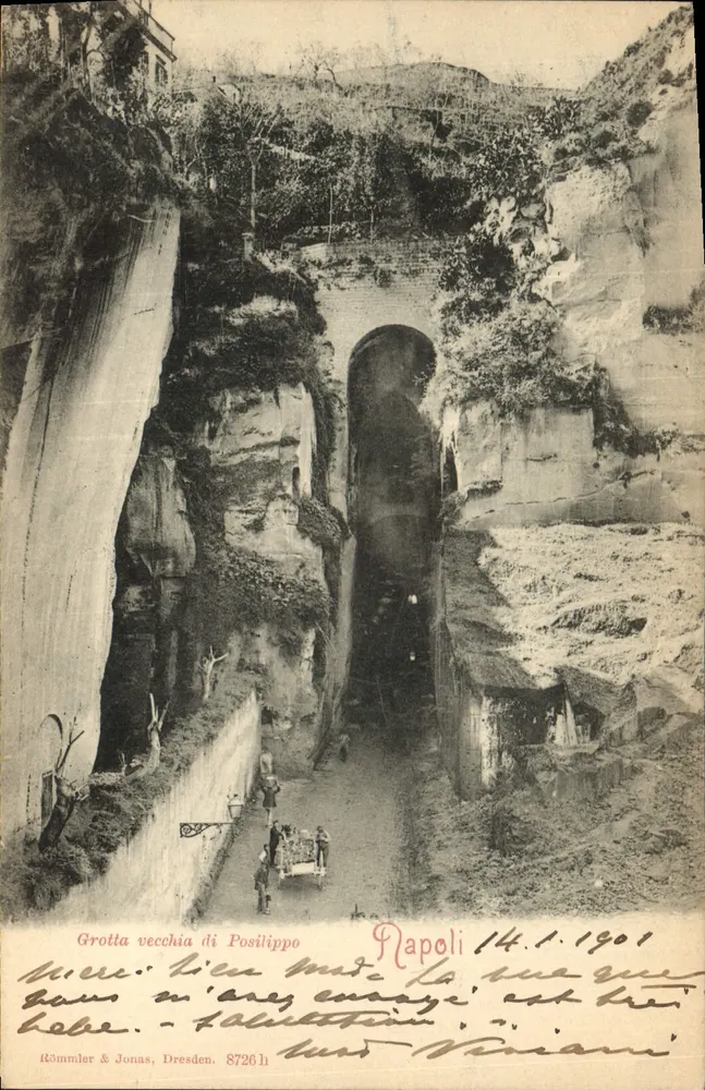 Alte Grotte von Posilippo — Neapel — Römmmler & Jonas, Serie 8726 h - Vorderseite