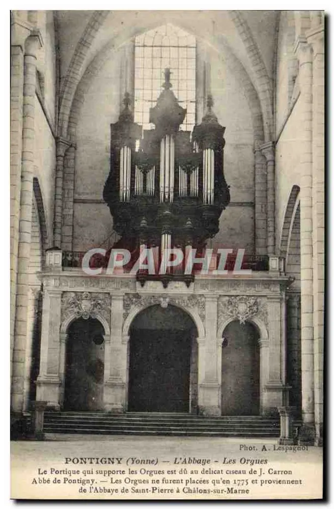 Pontigny (Yonne) — A Abadia — Os Órgãos — Fot. A. Lespagnol - Frente