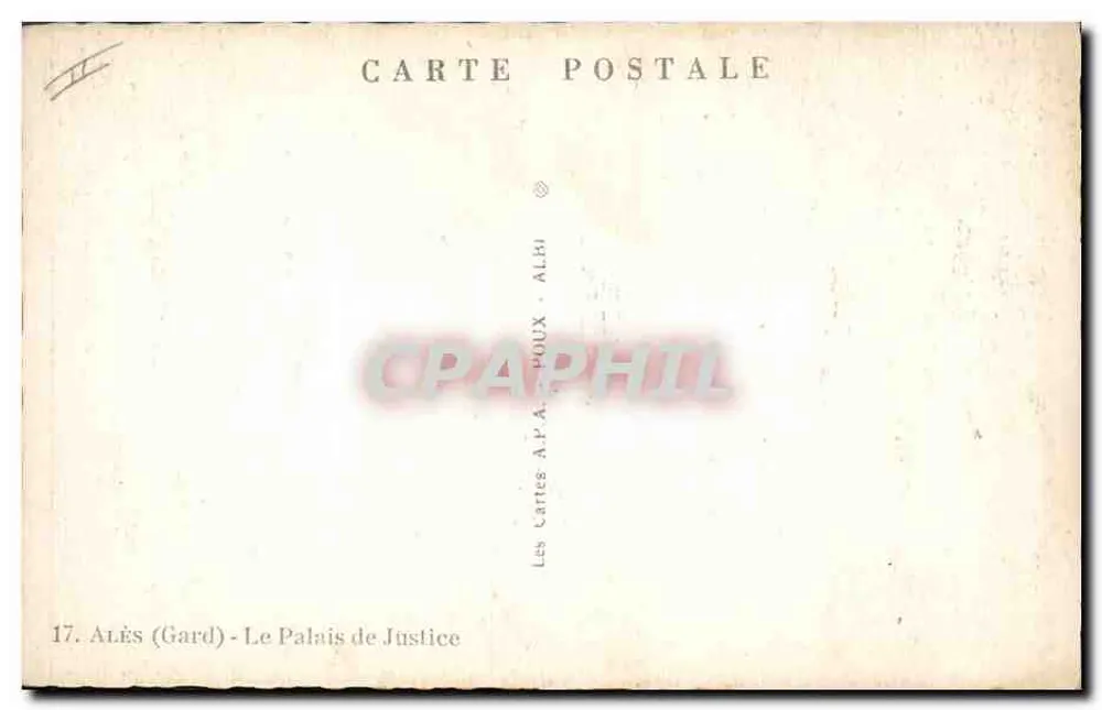 Alès (Gard) — Het Paleis van Justitie — Les Cartes A.P. POUX - ALBI - Achterkant