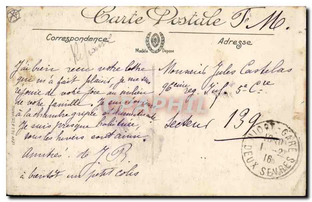 Niort — Denkmal für die Kämpfer von 1870 — N.G. - Rückseite