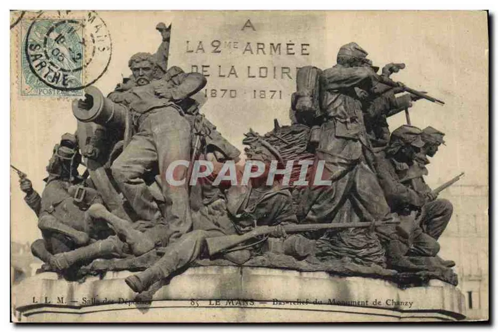 Chanzy-Monument — Relief des Chanzy-Monuments — LE MANS — L. L. M. — Saal der Depeschen - Vorderseite