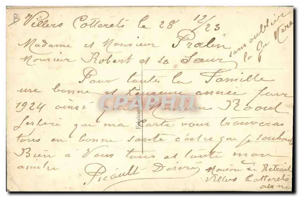 Bom Ano — houx bordado — Villers Cotterets - Verso