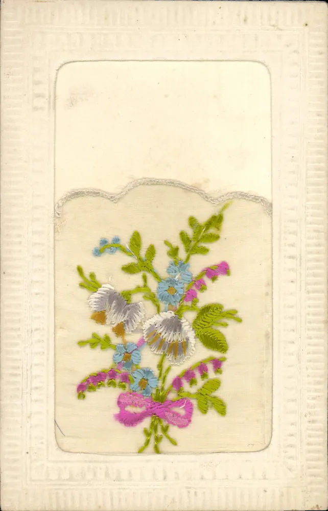 Bouquet de fleurs brodé — bilhete postal antigo — T.C. Paris - Frente