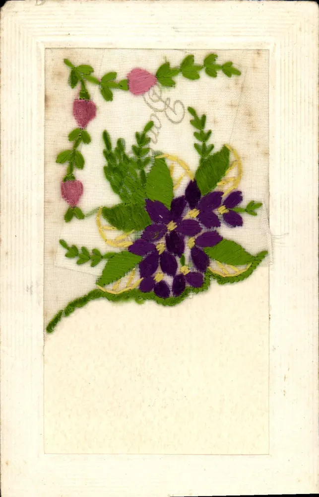 Flor de violeta bordada — motivo floral — editor V. Paris et E. Révolution, J. S. Paris - Frente