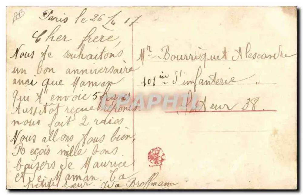 Flores bordadas — Embrulhos de violetas e lavanda — Carta postal antiga - Verso