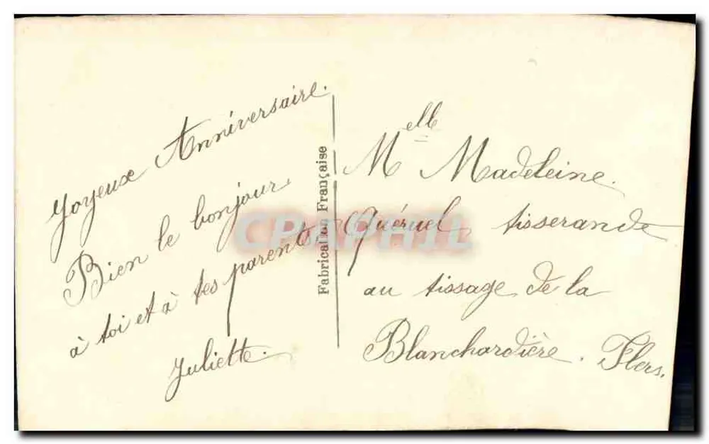 Arranjo de margaridas — cartão de aniversário — Fabricação Francesa - Verso