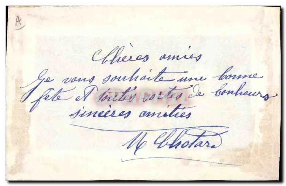 Carta de boas festas bordada — Boas Festas — editor desconhecido - Verso