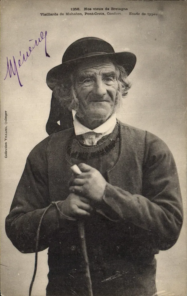 Alter Mann von Mahalon, Brücke-Croix, Komfort — Typenstudie — Sammlung VILLEARD, Quimper - Vorderseite