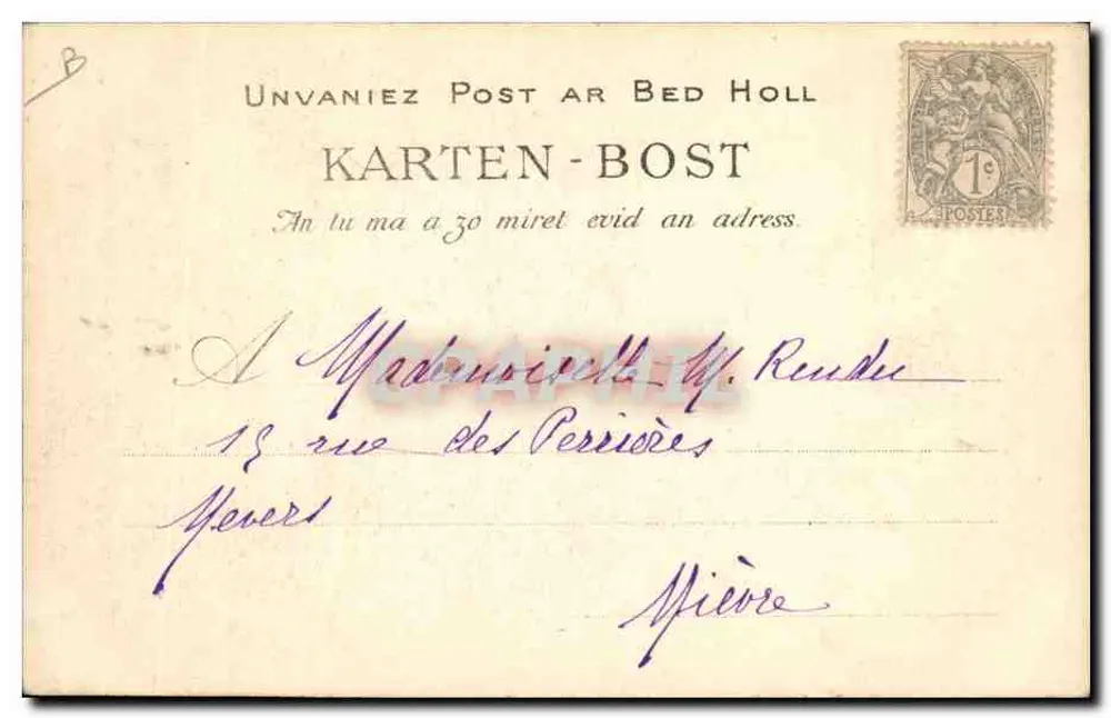 Alter Mann von Mahalon, Brücke-Croix, Komfort — Typenstudie — Sammlung VILLEARD, Quimper - Rückseite