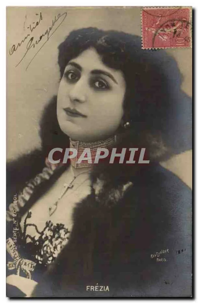 Frézia — Retrato da cantora — editada por Reutlinger Paris, série N° 20, 1901 - Frente