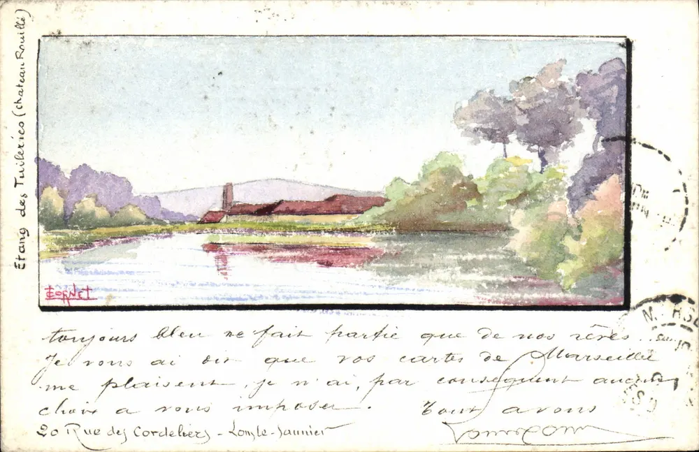 Étang des Tuileries (Château-Rouault) — Aquarelllandschaft — Bopinet - Vorderseite