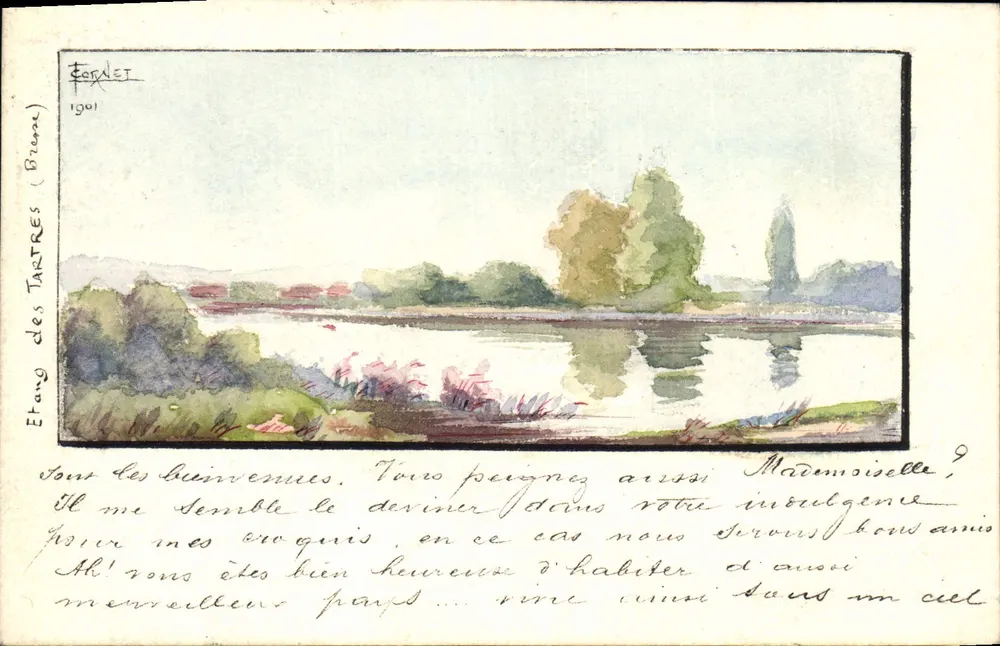 Etang des Tartres (Bresse) — aquatisches Landschaftsbild — Fognet, 1901 - Vorderseite
