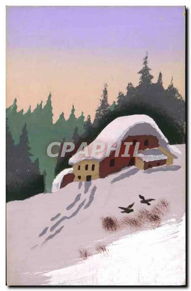 Schneegestürtztes Schloss — Winterlandschaft — Verlag nicht sichtbar, Seriennummer 7 - Vorderseite
