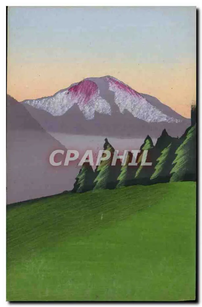 Schneebedeckte Berglandschaft bei Sonnenuntergang — Alpenlandschaft — Verlag unbekannt, Seriennummer 31 - Vorderseite