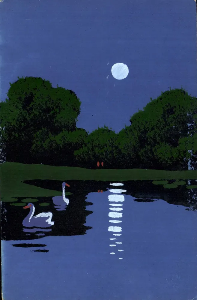 Nachtländischer See — Schwäne unter dem Mond — Edition - Vorderseite