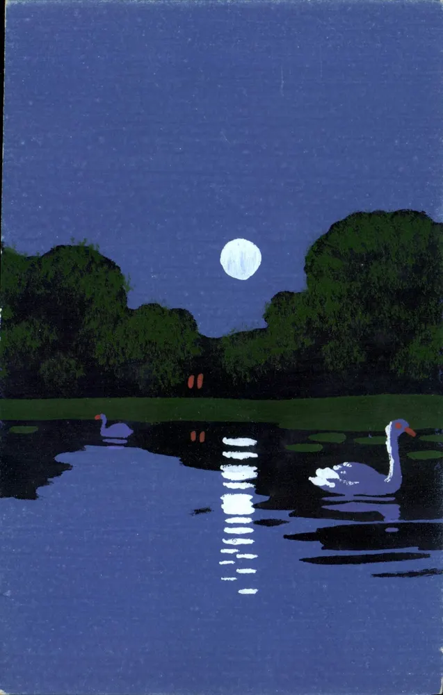 See unter dem Mond — zwei Schwäne — n° II - Vorderseite