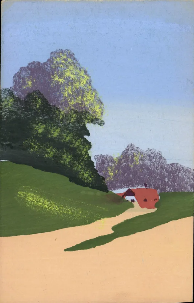 Landschaft — rotes Haus und Pfad — Nr. 38 - Vorderseite