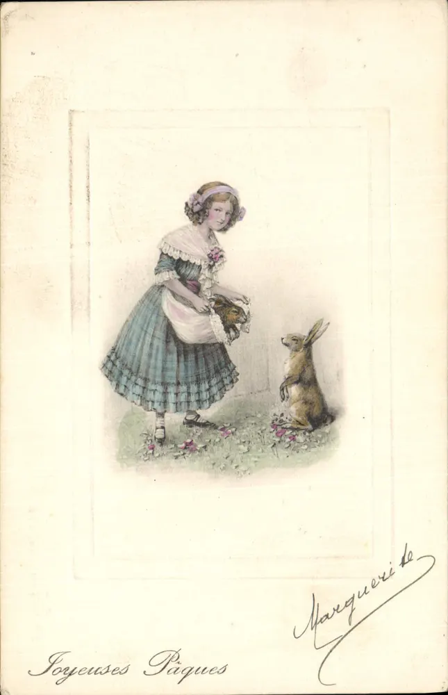 Mädchen mit Kaninchen — Ostern — Marqueride - Vorderseite