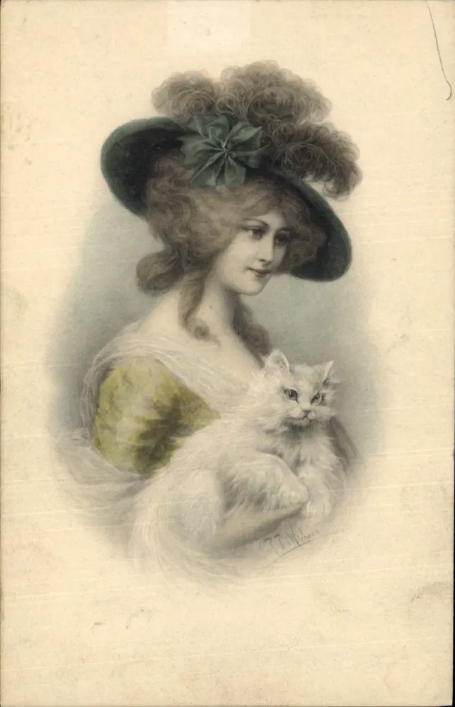 Frau mit Katze — Illustration — M. M. Vienne, n° 569 - Vorderseite