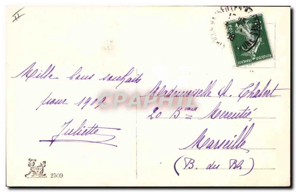 Paar im Winter — Paris — Verlag Serie 2509 - Rückseite