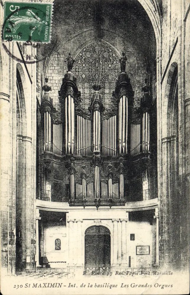 St Maximin — Innenansicht der Basilika, die großen Orgeln — E. Rome, 37 Rue Tapis, Hafen Marseille - Vorderseite