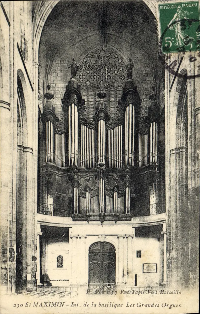 Saint Maximin — Innenansicht der Basilika, die großen Orgeln — R. Roere 37, Rond-Point Marseille - Vorderseite