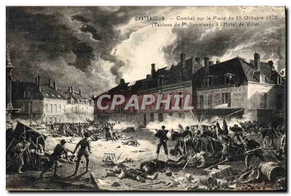 Châteaudun — Schlacht auf dem Platz des 15. Oktober 1970 (Gemälde von Philippoteaux im Rathaus) - Vorderseite