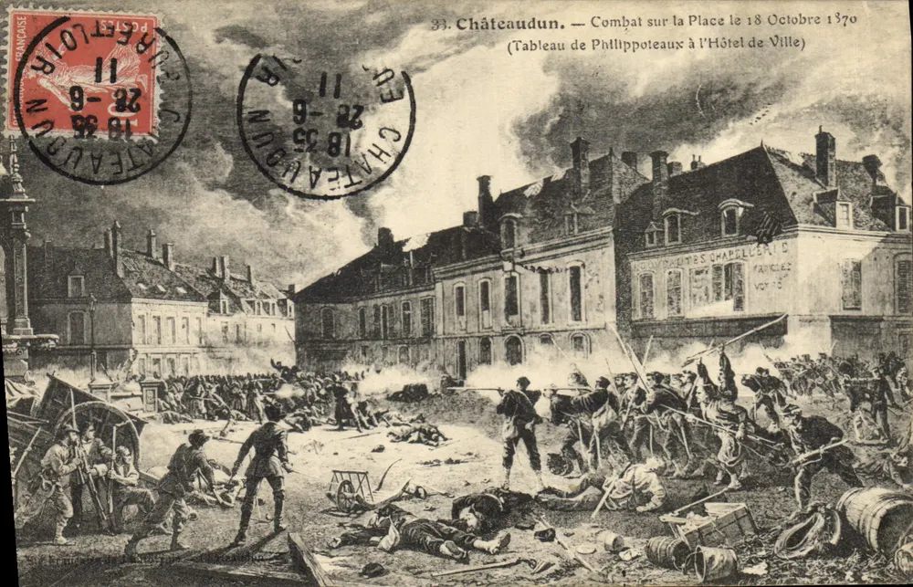 Châteaudun — Schlacht auf dem Platz am 18. Oktober 1870 (Gemälde von Philippoteaux im Rathaus) — Verlag: Châteaudun - Vorderseite