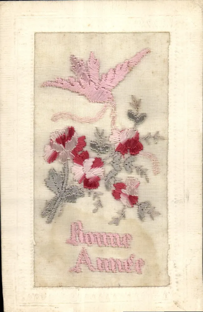 Ave e flores — Boa Ano — carta de boas-vindas - Frente
