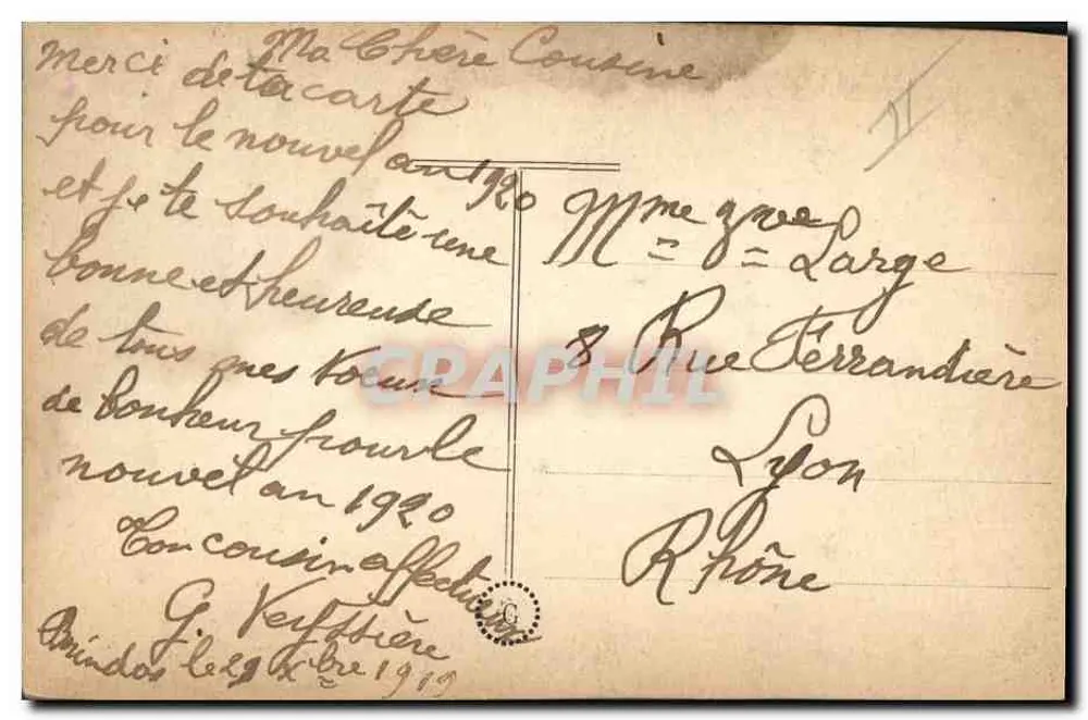 Guten Jahreswunsch — Stickkarte — G. Verthière - Rückseite