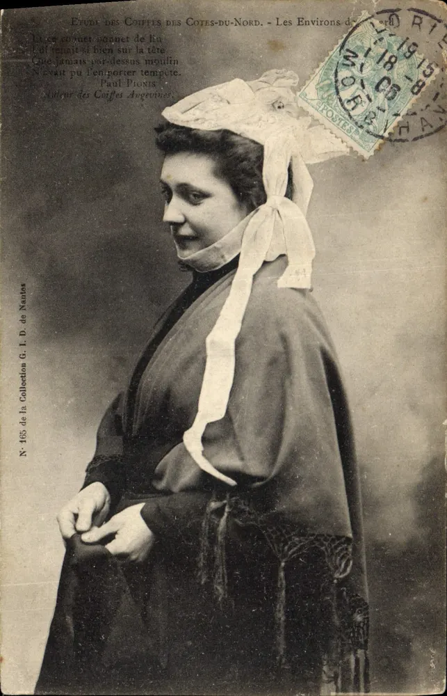 Mulher com coifa das Côtes-du-Nord — Os Arredores — Coleção G. I. D. de Nautea, N° 465 - Frente